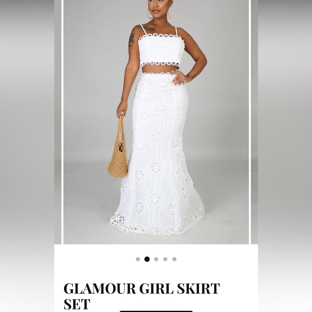 Glamour Girl White Mermaid Lace Skirt Set